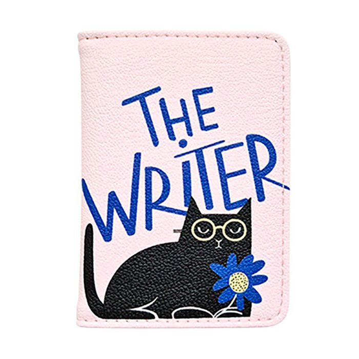 Обложка для проездного билета "Writer кот", розовый