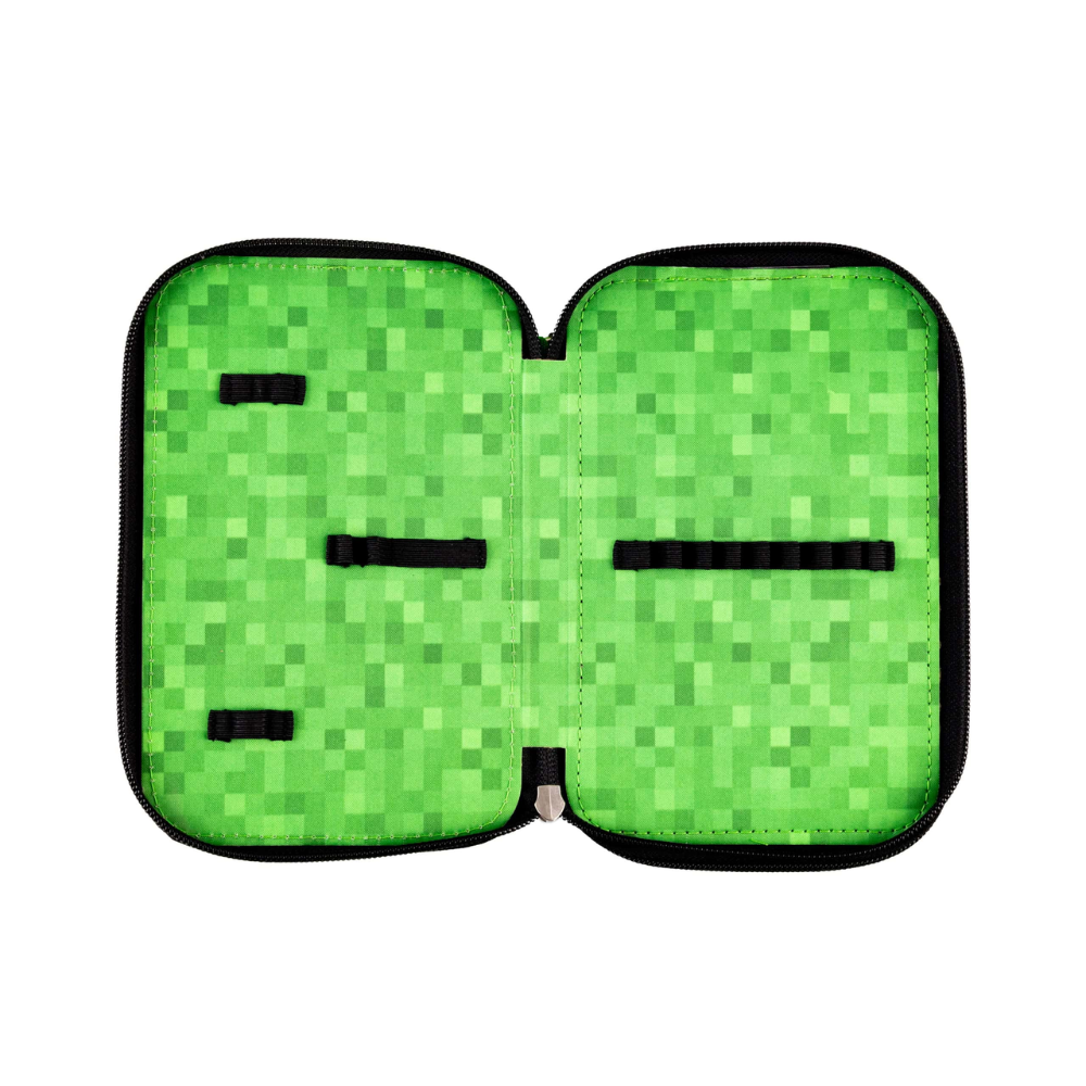 Пенал-книжка "Minecraft", 2 отделения, черный, зеленый - 3