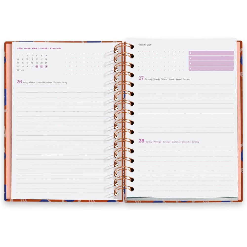 Ежедневник датированный "Flourish" 2026, A5, линейка, оранжевый