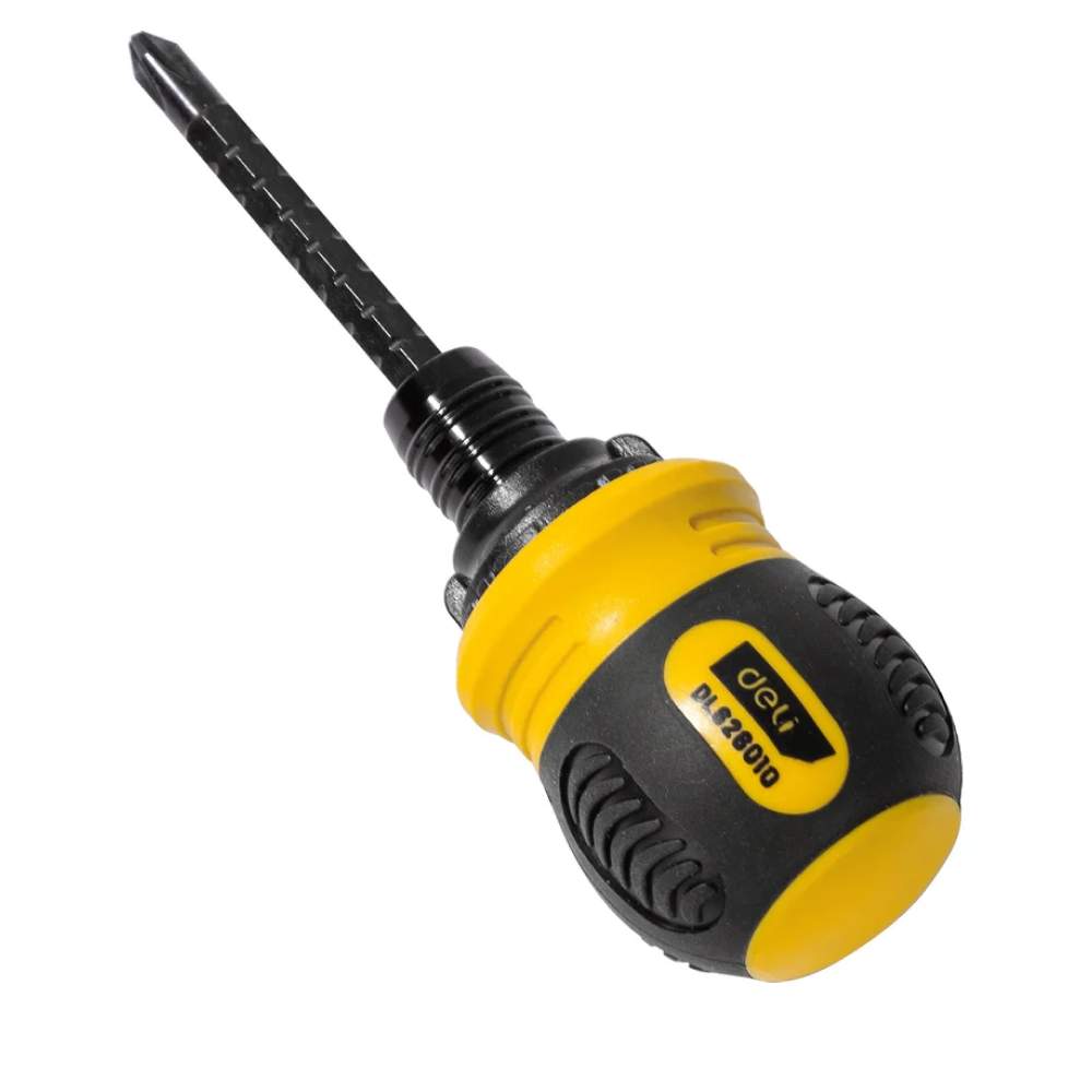 Двухсторонняя отвертка Deli YS EDL626010, с трещоткой, PH2+SL6 - 15