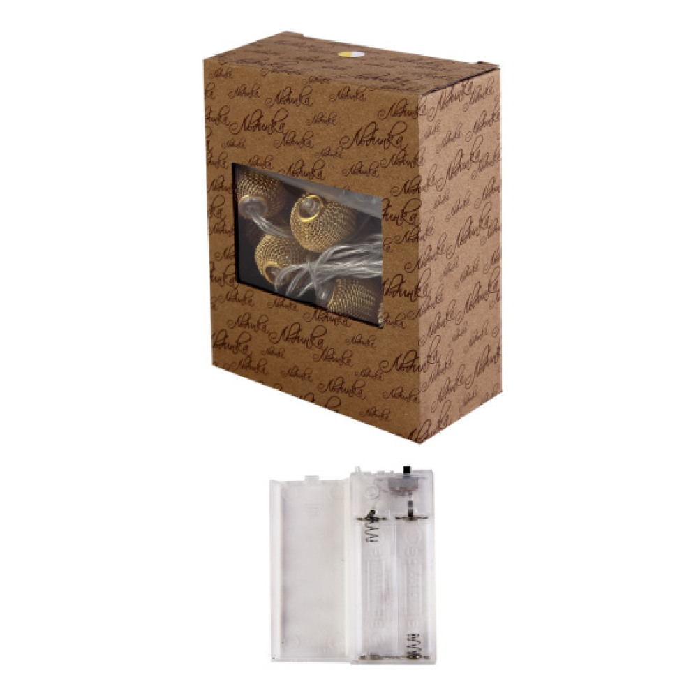 Гирлянда электрическая LED "Нить" с насадками "Ажурный шар 2", 5 м, тепло-белый