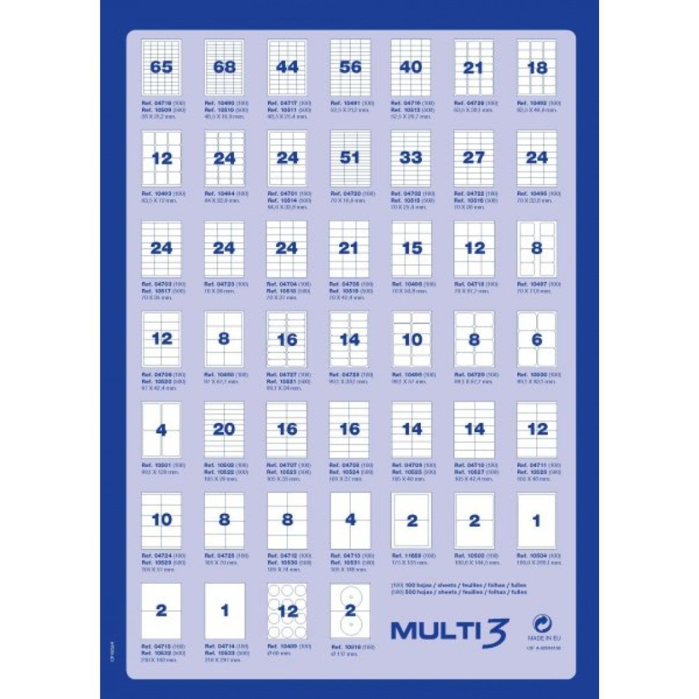 Самоклеящиеся этикетки универсальные MULTI 3, 105х74 мм, 100 листов, белый