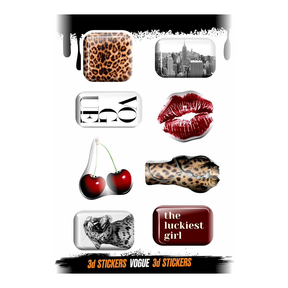 Набор наклеек объемных "Vogue", А6, 1 лист, 8 шт.