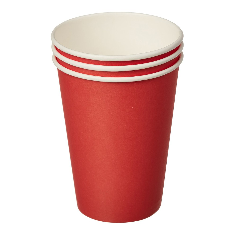 Стакан картонный 300 мл, 50 шт, 1 слой, красный