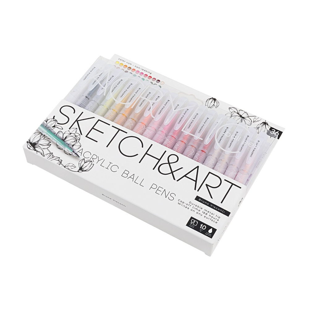 Набор ручек акриловых "Sketch&Art", 1 мм, 36 шт, ассорти