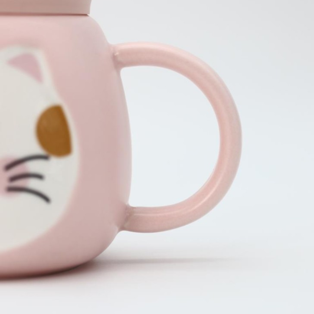 Кружка "Emotions of a cat" с крышкой, керамика, 420 мл, розовый - 6
