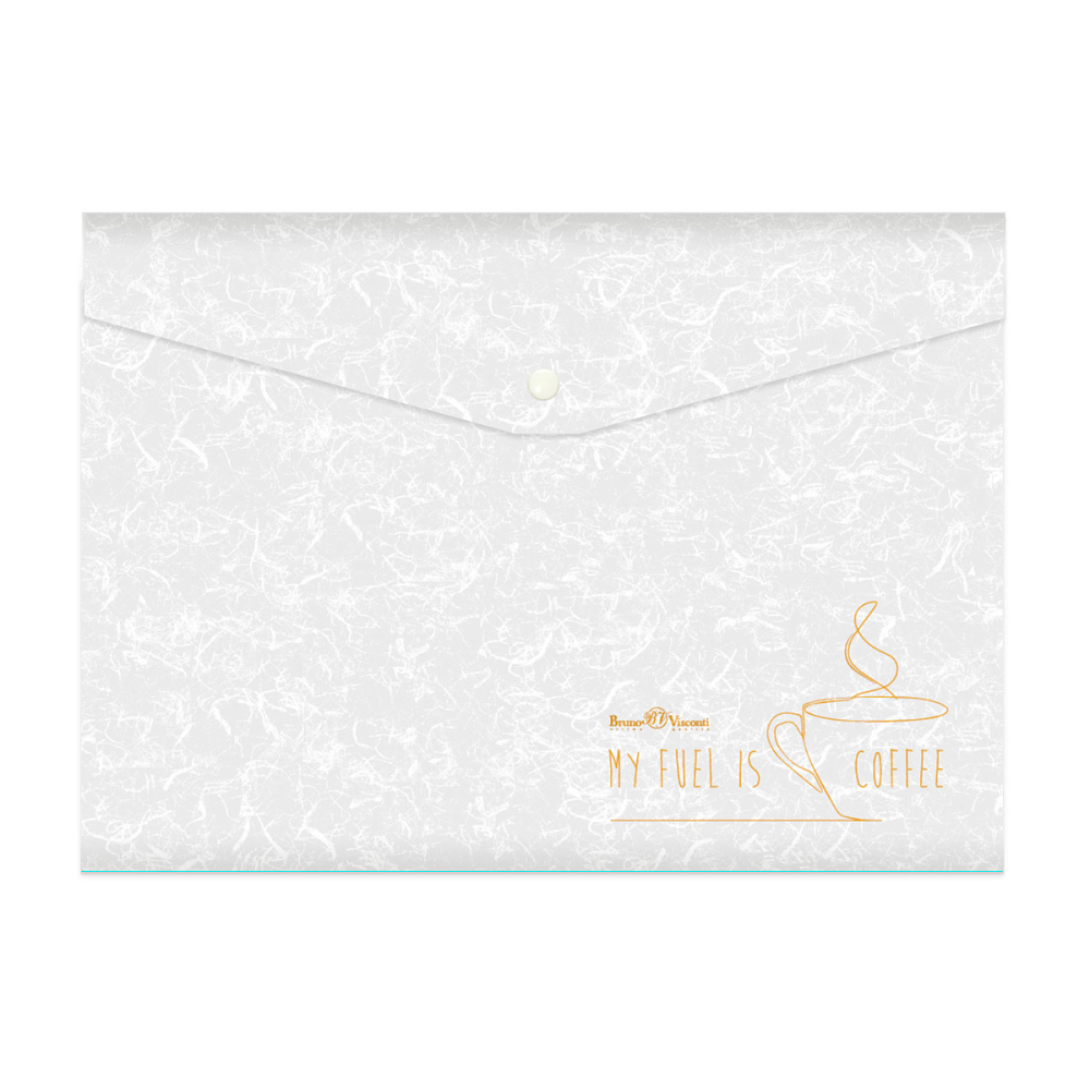 Папка-конверт на кнопке Bruno Visconti "Кофе Брейк", А4, белый