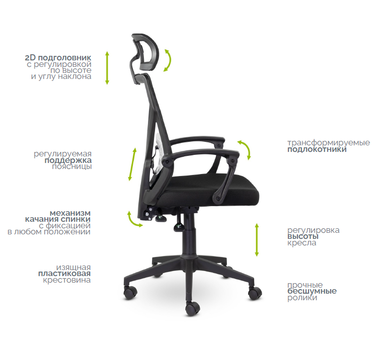 Кресло для руководителя UTFC Астон М-711, сетчатая ткань, черный, -50% - 4