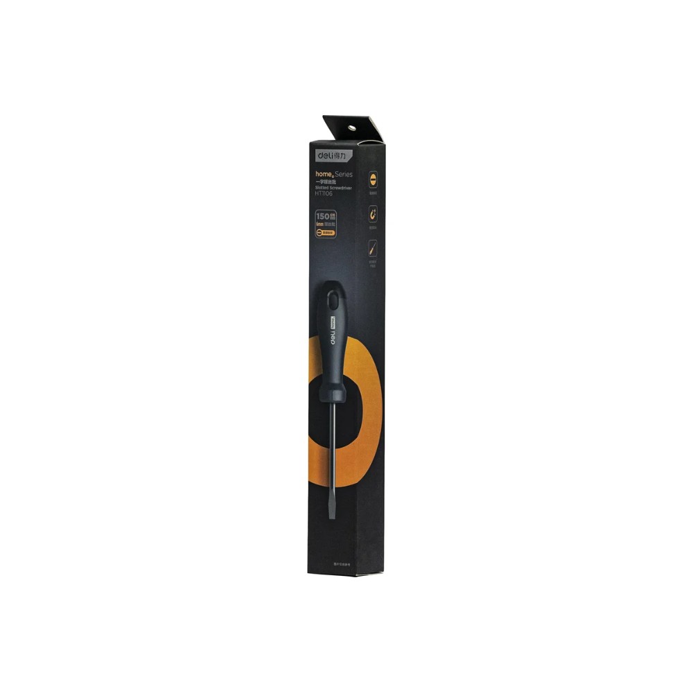 Отвертка Deli HS EHT1106, SL6х150 мм, Soft Touch, черный