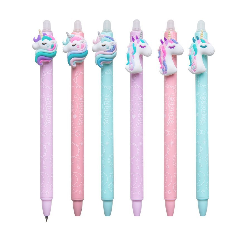 Ручка гелевая автоматическая Colorino "Unicorns пиши стирай", 0.5 мм, ассорти, стерж. cиний