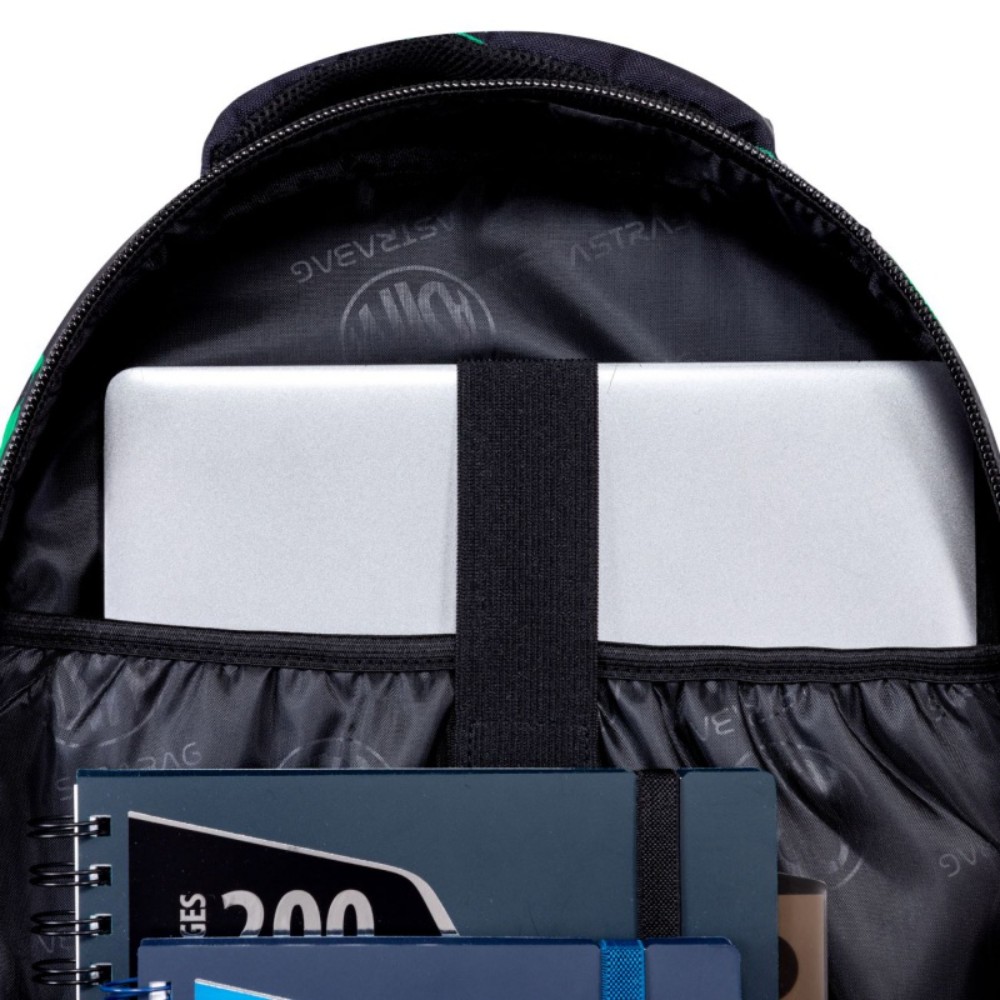Рюкзак школьный Astra "Neo Football", черный, зеленый - 3
