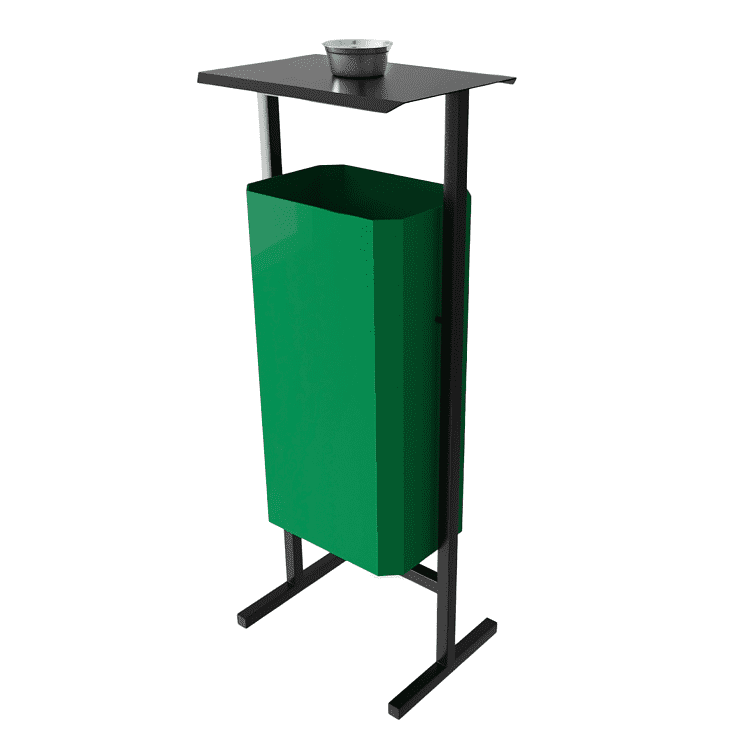 Урна уличная для мусора СТАНДАРТ с пепельницей, 50 л, металл, зелёный