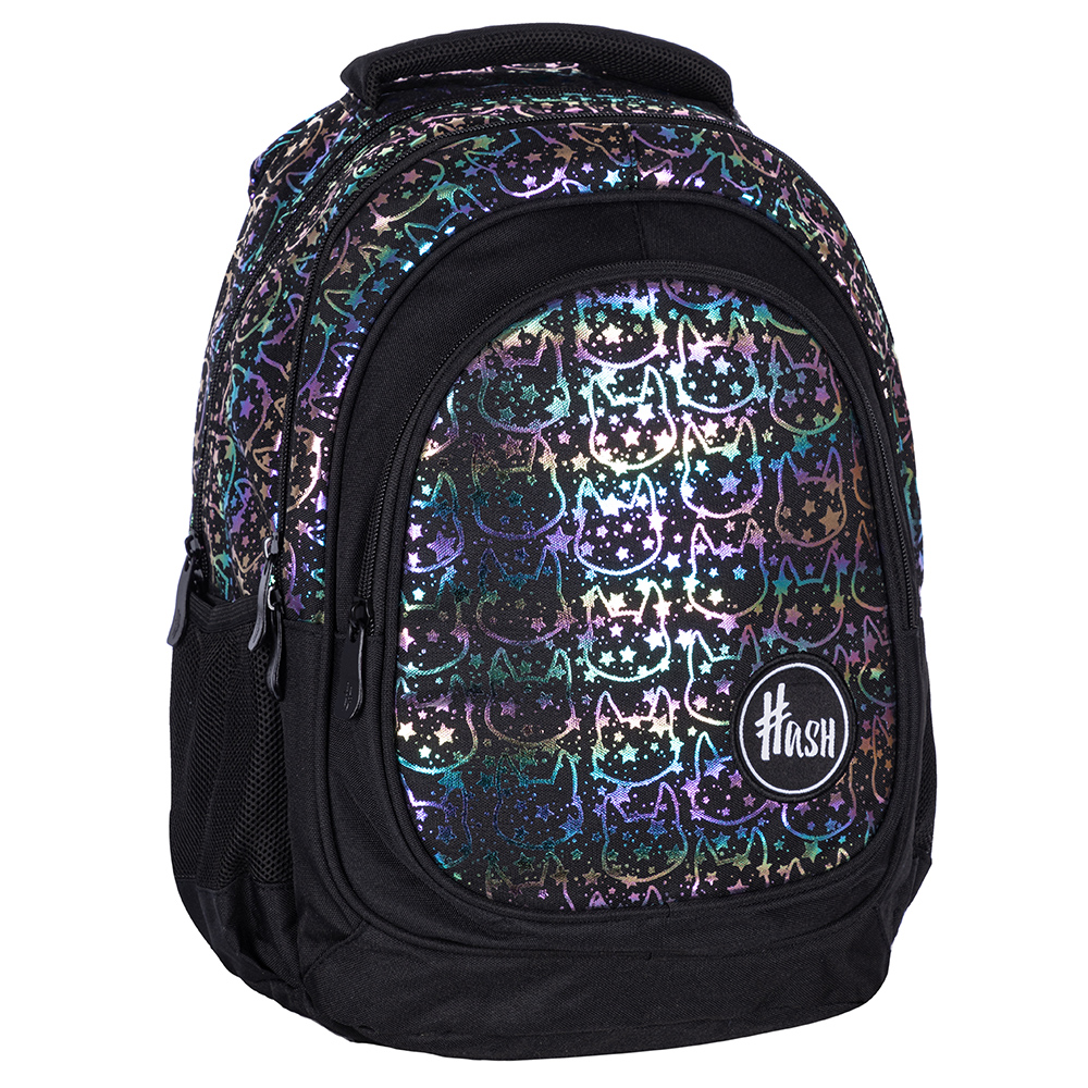 Рюкзак молодежный "Hash neon kitty", чёрный