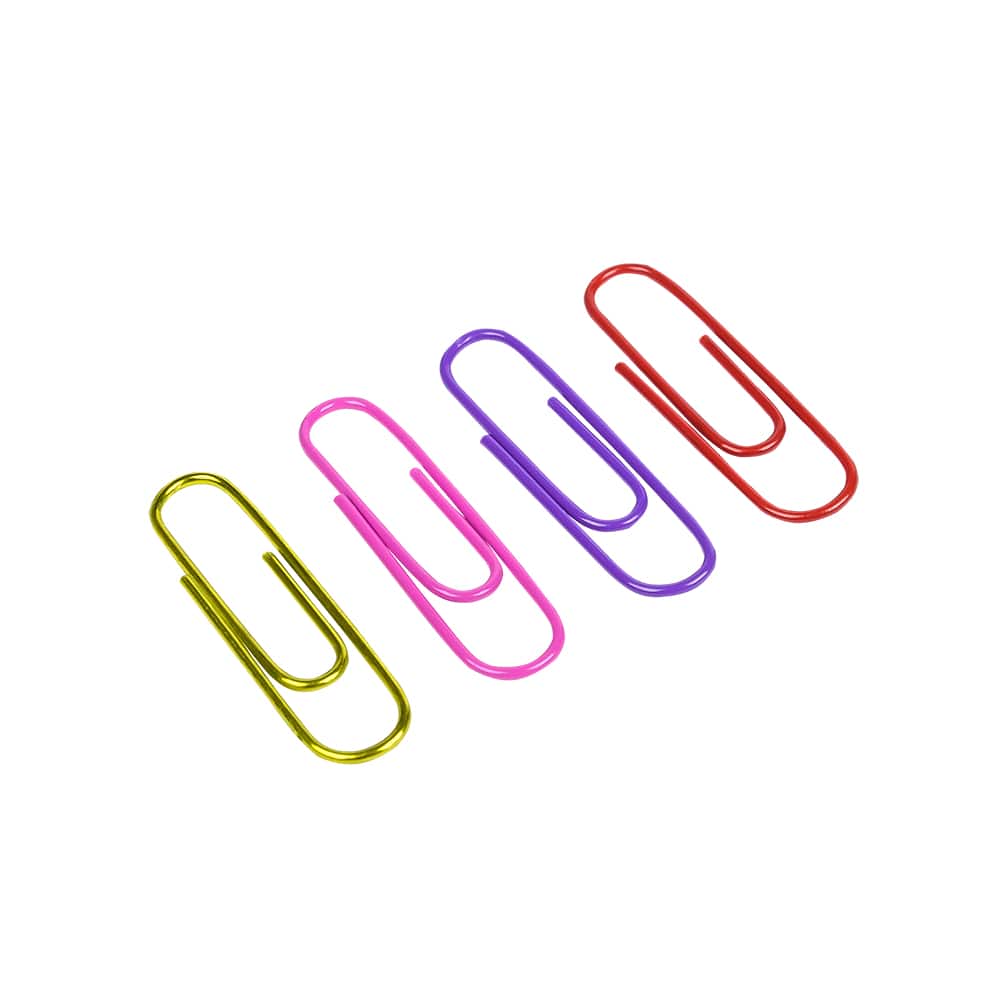 Скрепки цветные, 26 мм, 100 шт, цветные флуорисцентные