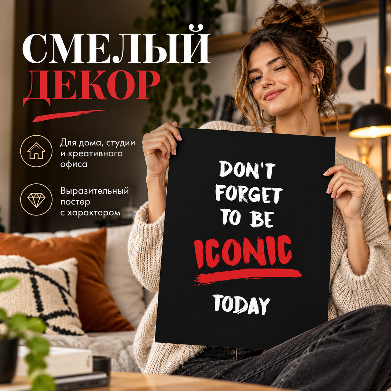 Постер "Don't forget to be iconic today", А3
