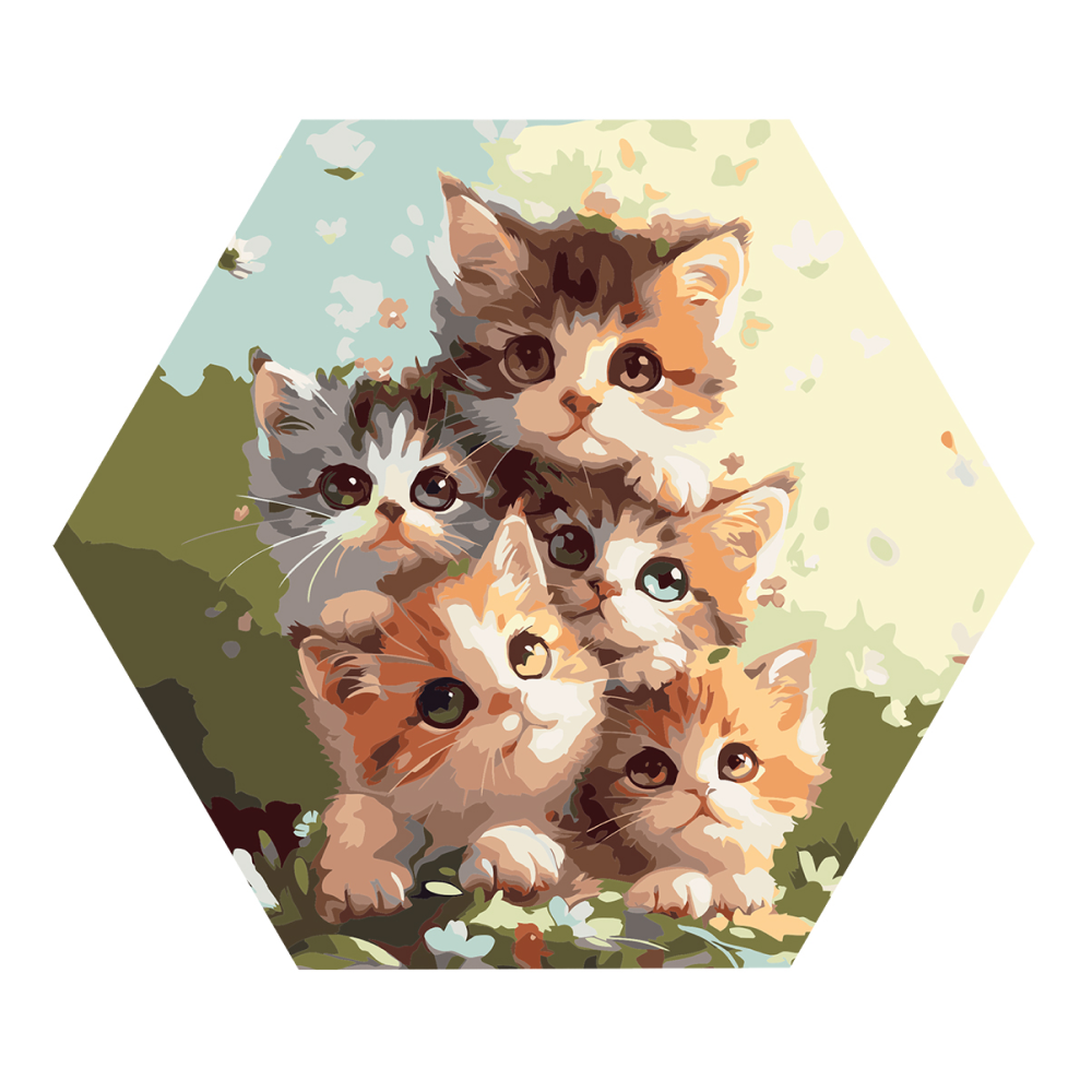 Набор для творчества "Пять милых котят", 30 см, красками по номерам