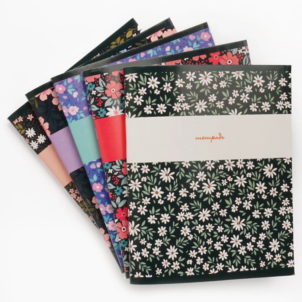 Тетрадь "Цветочный сад", А5, 96 листов, клетка, ассорти