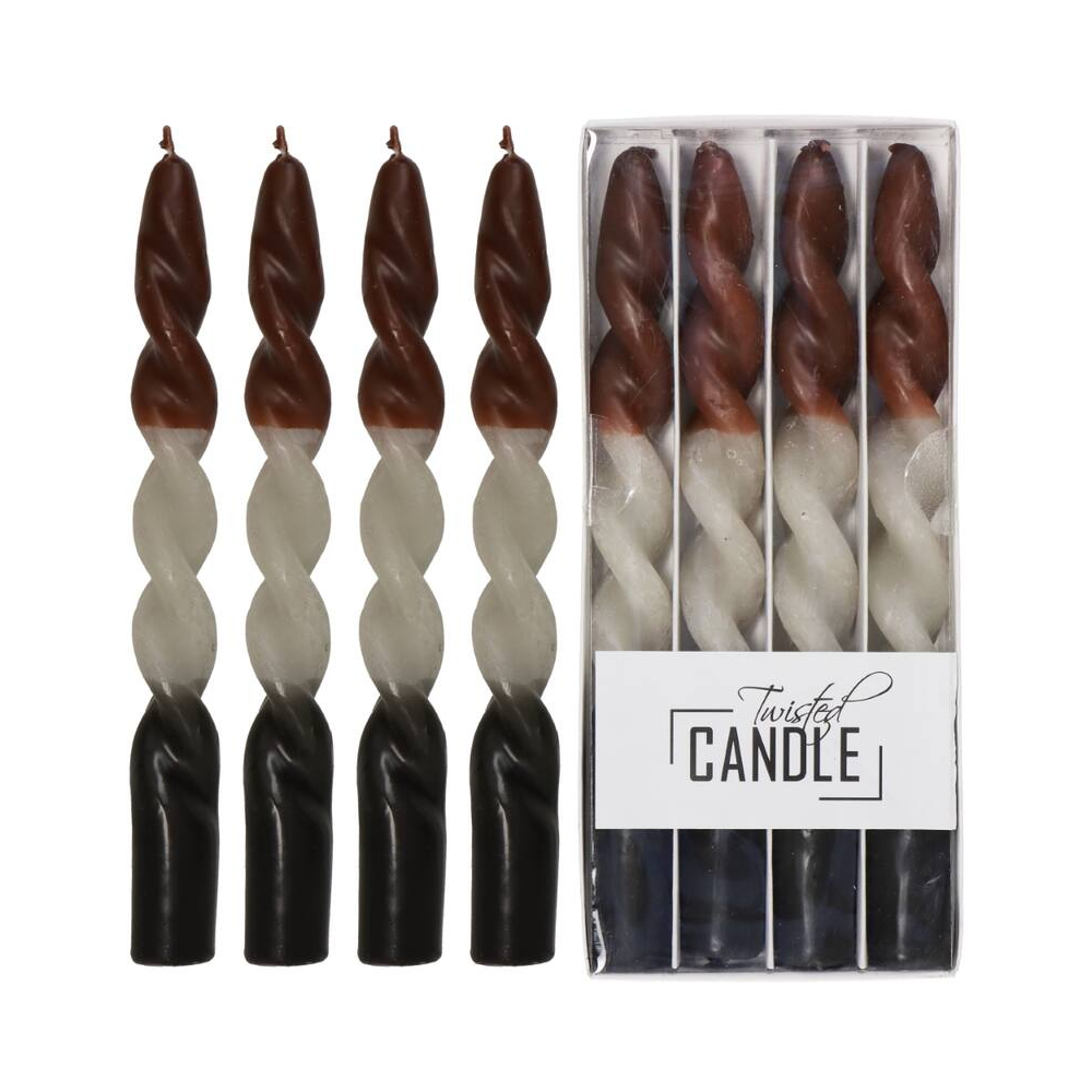Набор столовых свечей "Twisted Candle", 4шт/уп., коричневый, белый