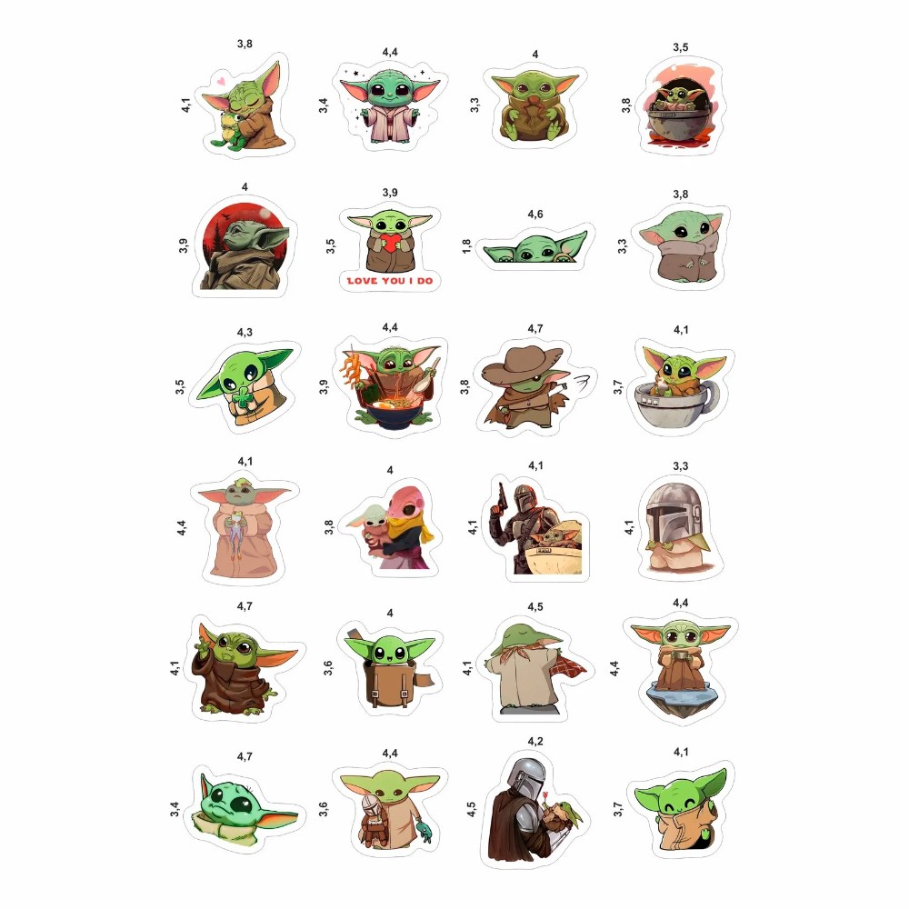 Набор наклеек виниловых "Малыш Грогу", А6, 4 листа, 24 шт. - 2