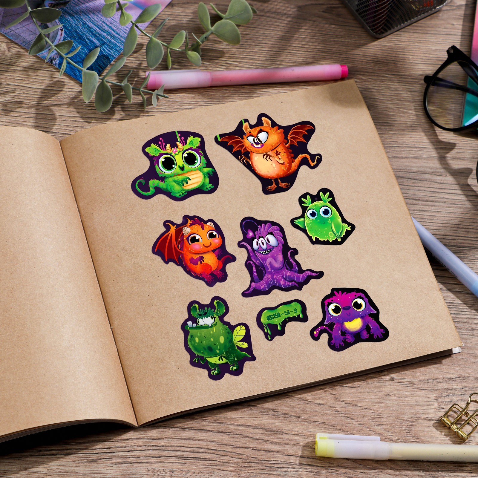 Наклейка бумажная "Монстрики", 1 лист 11x16 см - 3