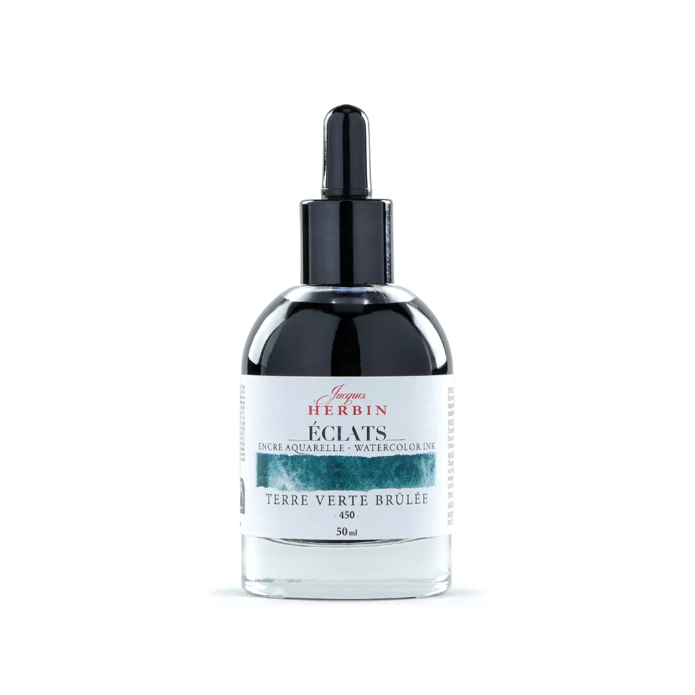 Чернила акварельные "Herbin. Eclats", зеленая земля жженая, 50 мл.