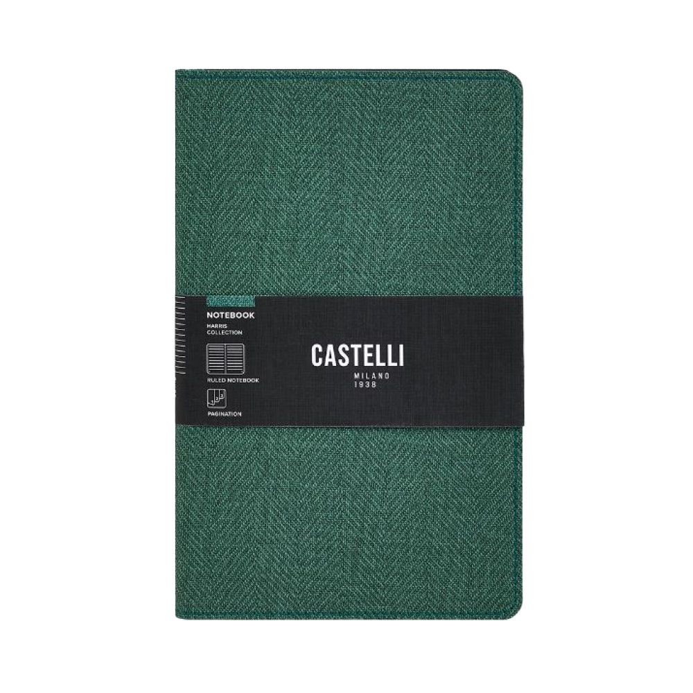 Блокнот "Harris forest green", А5, 96 листов, линейка, зеленый, срез зеленый