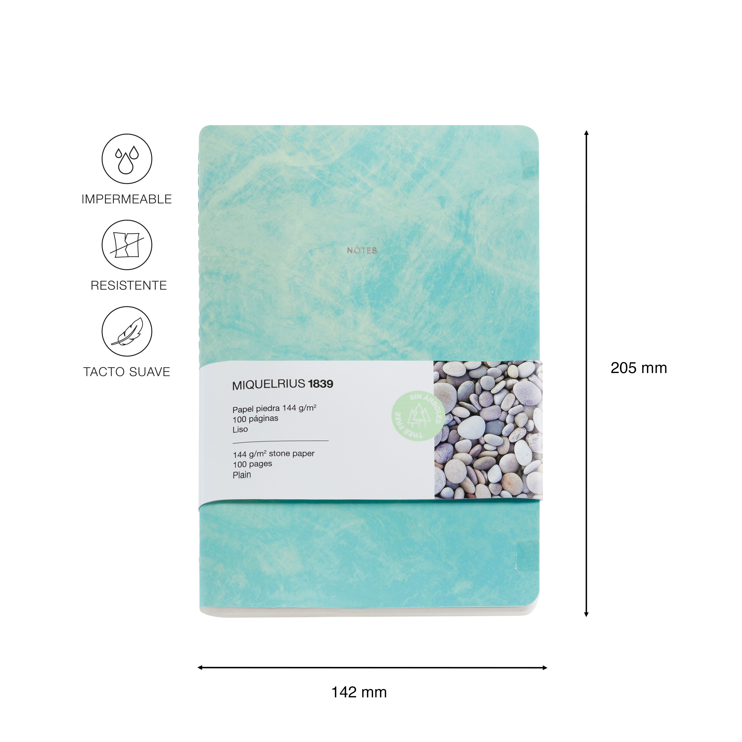 Блокнот Miquelrius "Stone Paper Green", А5, 50 листов, нелинованный, ярко-зеленый - 4