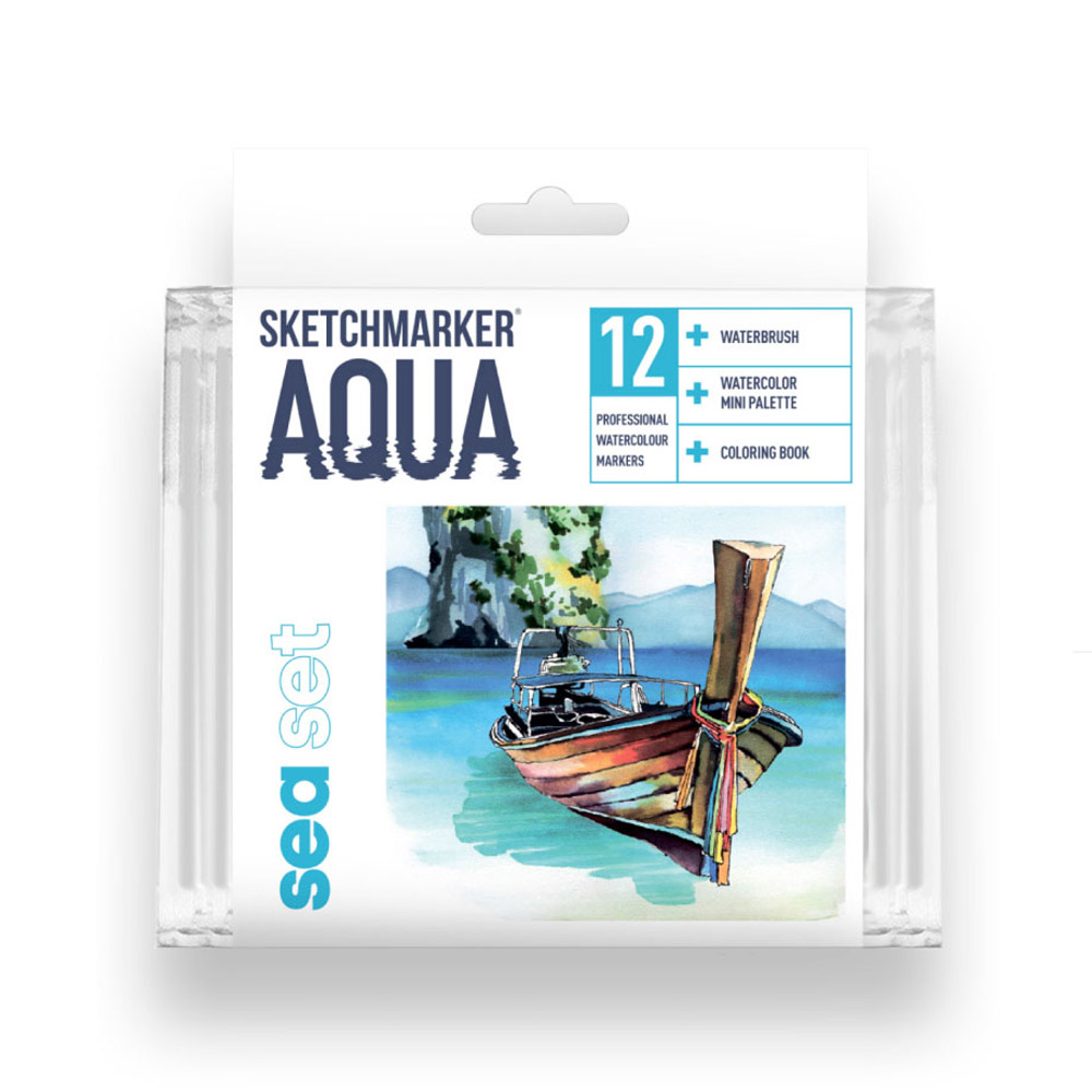 Набор акварельных маркеров "Sketchmarker Aqua. Sea Set", 12 шт., ассорти