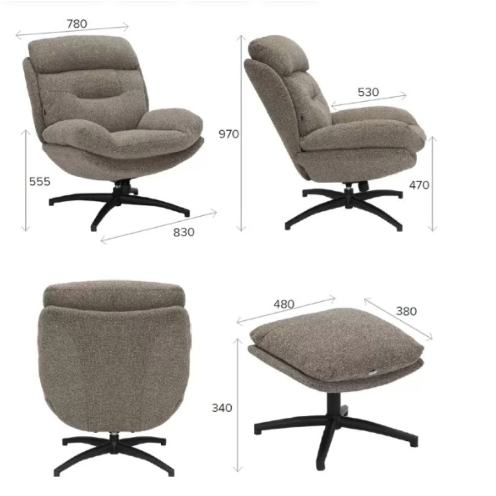 Кресло мягкое EVERPROF Kiwi, ткань, светло-коричневый - 8