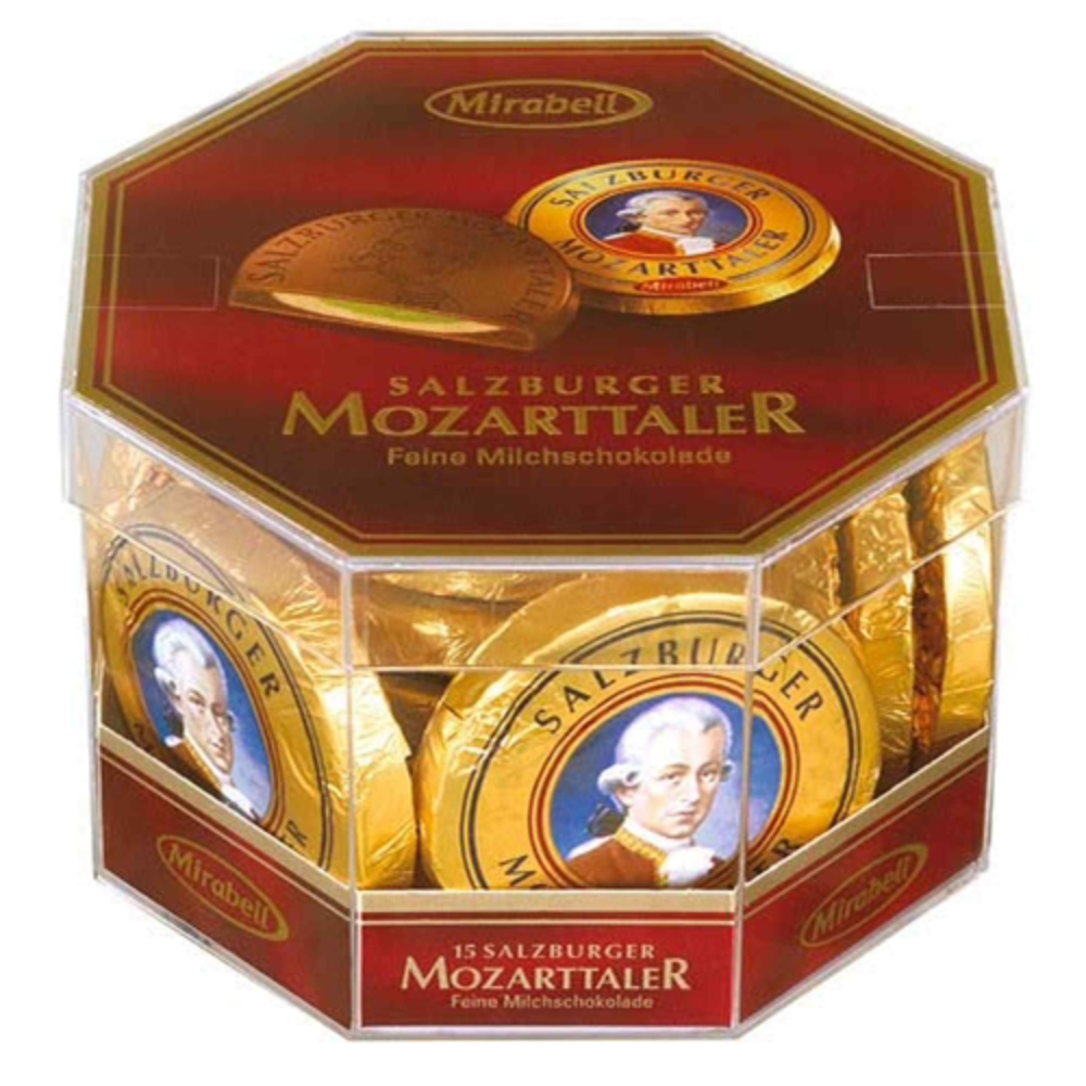 Конфеты "Mirabell Mozartkugeln", 280 гр, молочный шоколад с начинкой из светлого и темного пралине и марципана
