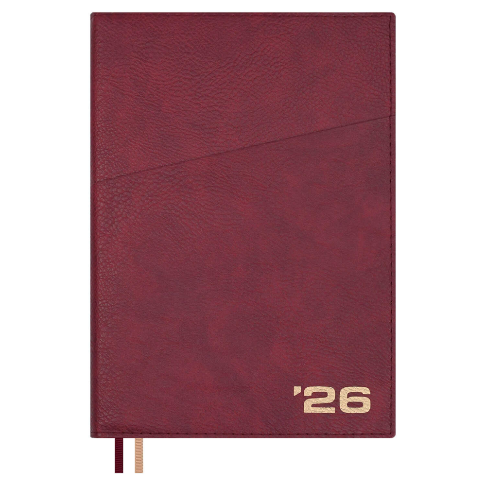 Ежедневник датированный "Шеврет бордовый", А5, 352 страницы, красный, 2026
