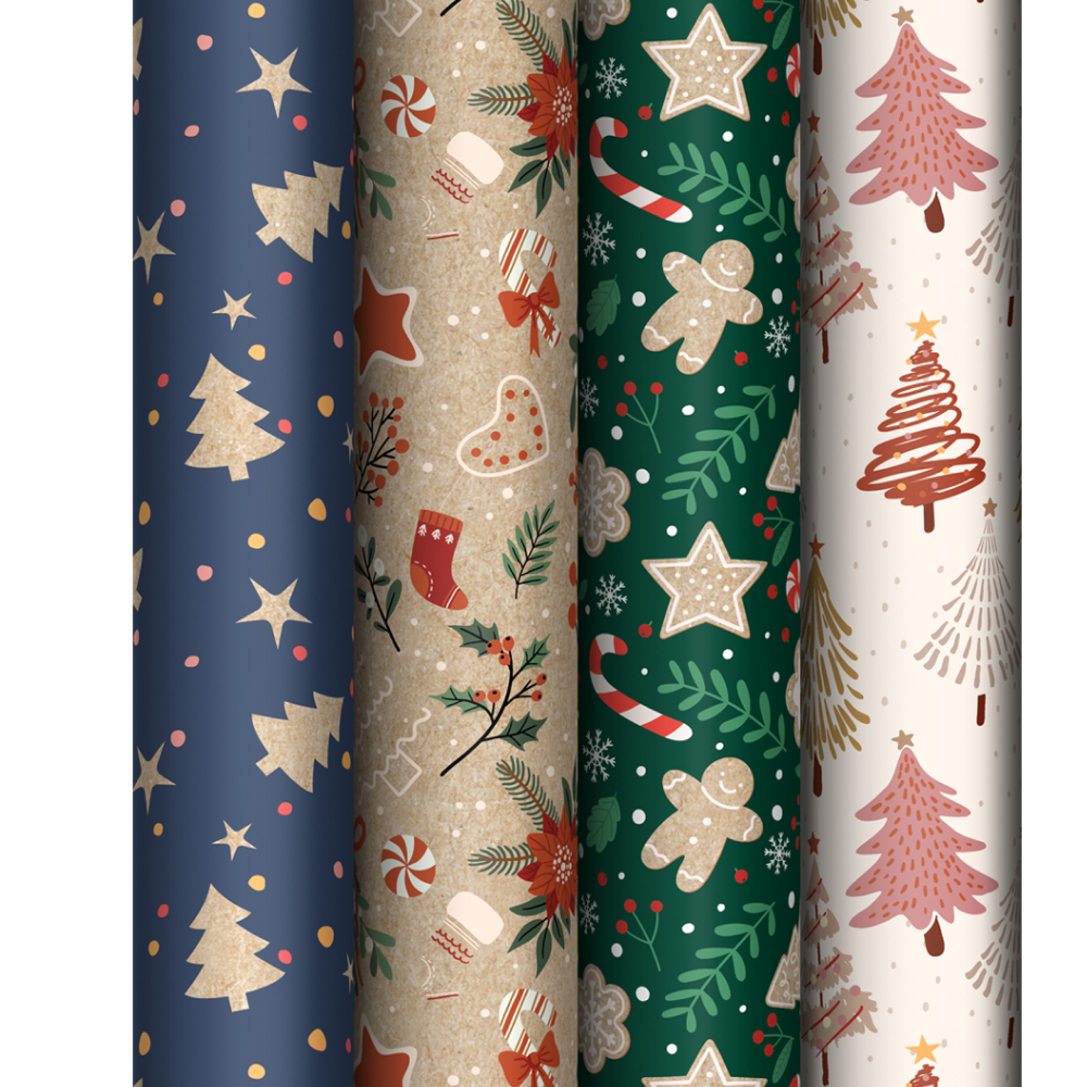 Бумага декоративная в рулоне "Ginger cookies", 1х0.7 м, ассорти