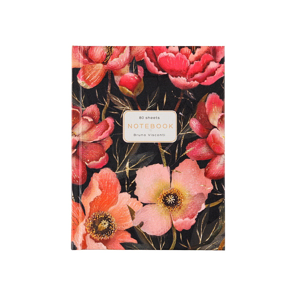 Блокнот "Flora. Pink Blossom", A6, 80 листов, клетка, черный, розовый