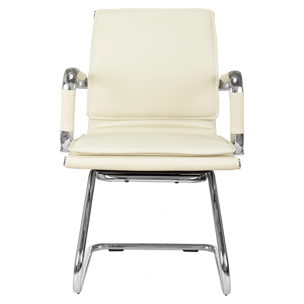 Кресло на полозьях "Бюрократ Ch-993-Low-V", экокожа, слоновая кость, металл хром