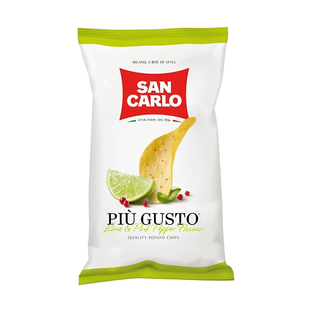 Чипсы картофельные "San Carlo" Пью Густо лайм и розовый перец, 50 г 