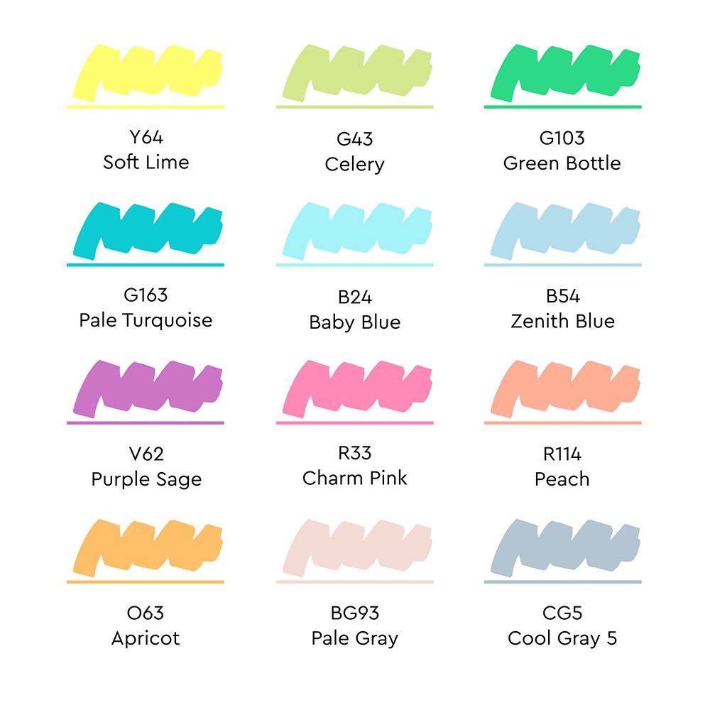 Набор маркеров перманентных двусторонних "Sketchmarker Basic 3", 12 шт. - 4