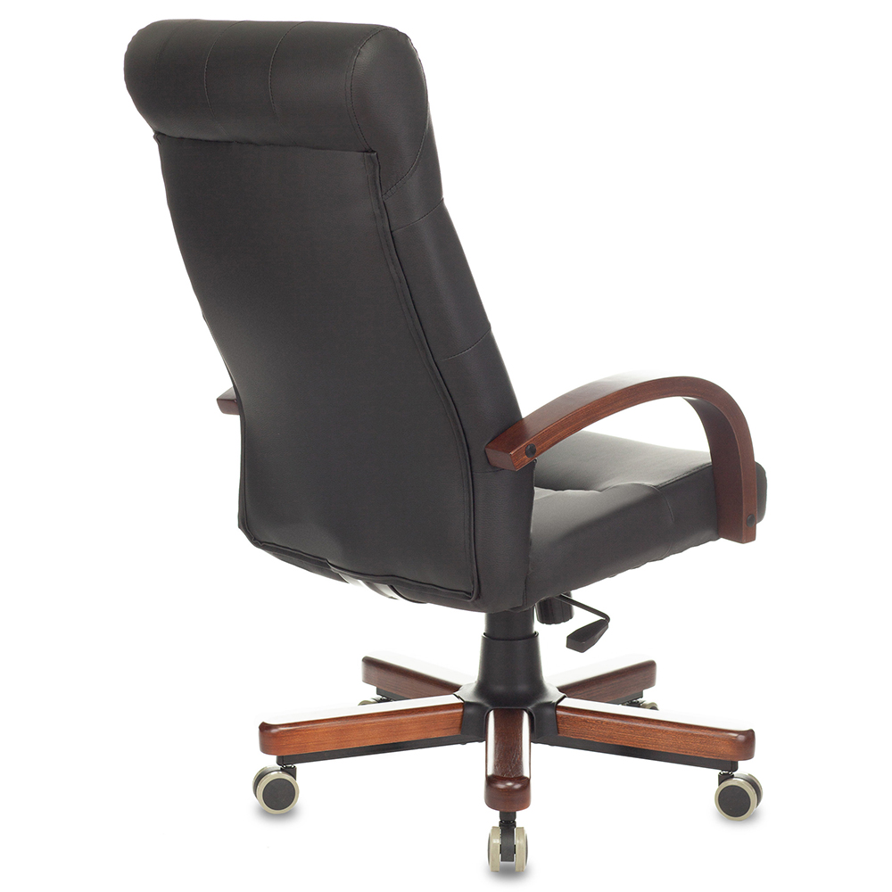 Кресло для руководителя "Бюрократ T-9928WALNUT/ECO", металл, дерево, экокожа, черный - 4