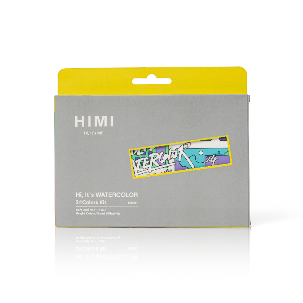 Набор для рисования акварелью "Himi New" (краски 24 цвета, кисть, блок для акварели), белый футляр - 5