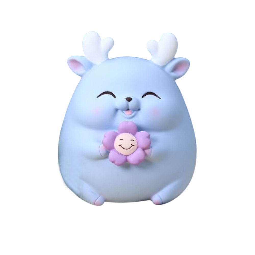 Копилка "Flower deer", пластик, голубой