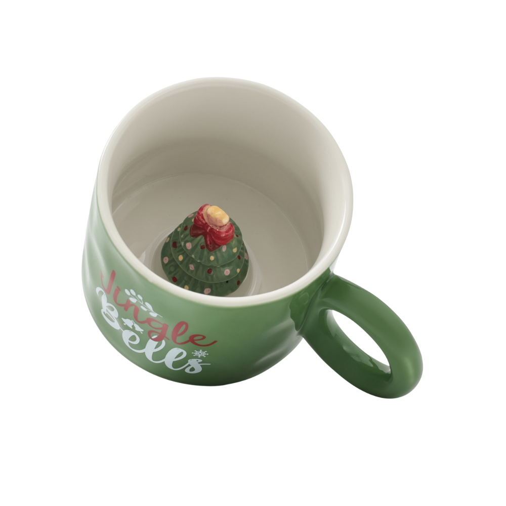 Кружка керамическая "Елочка", 300 мл, зелёная - 3
