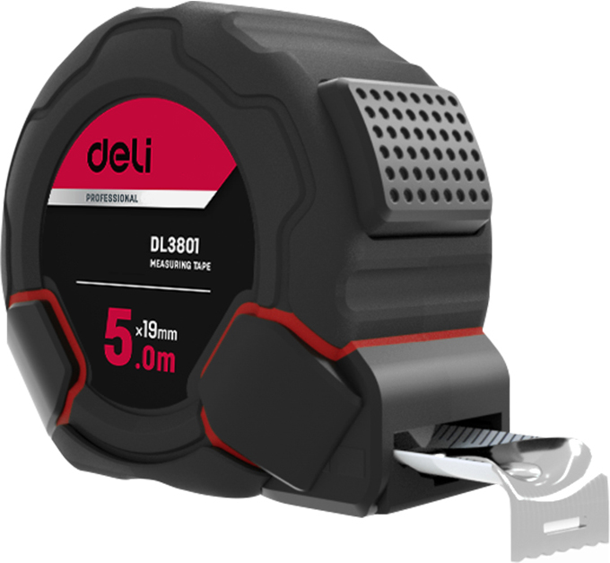 Рулетка "Deli DL3801", 5 м,19 мм, черный