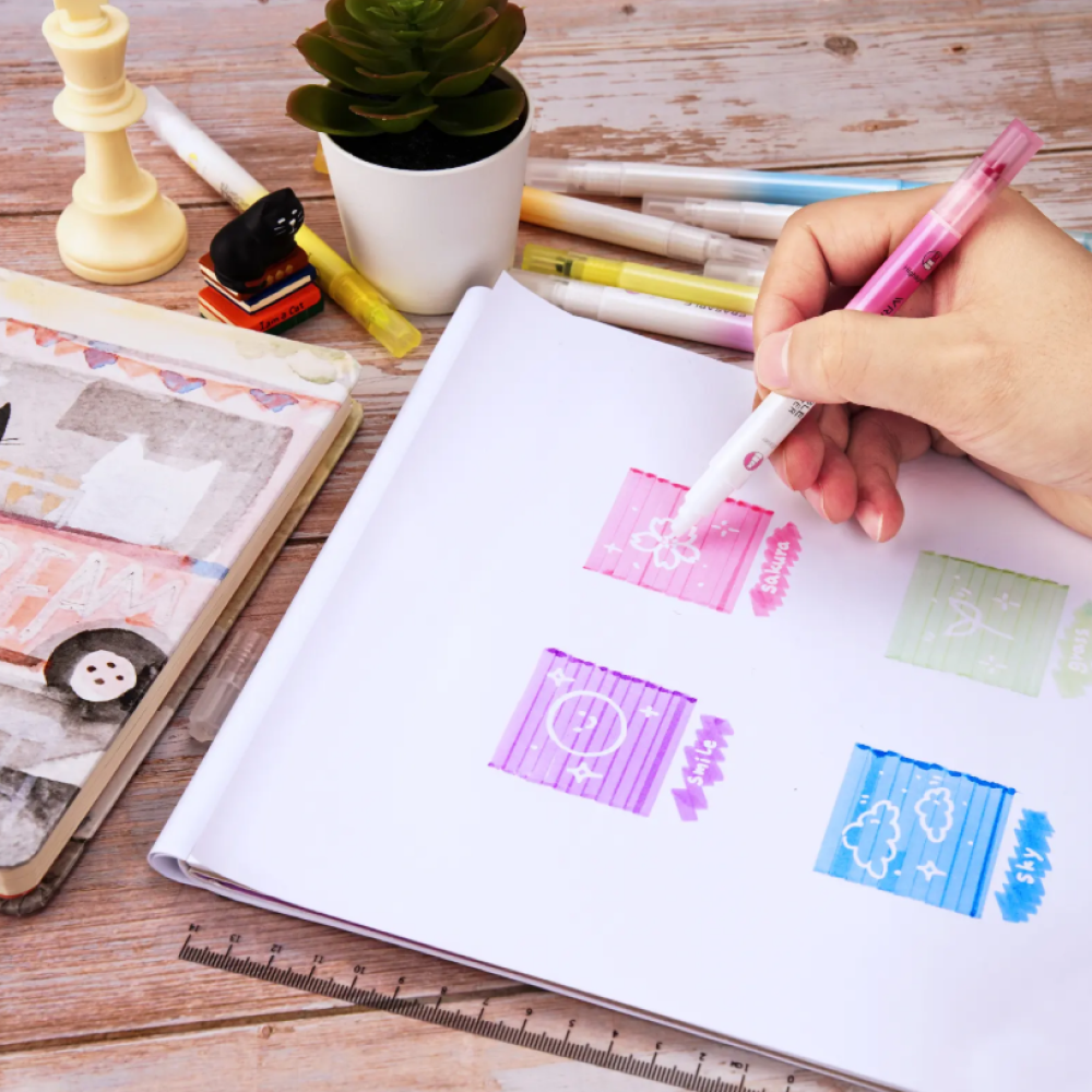 Маркер текстовый двусторонний "Erasable", оранжевый - 4