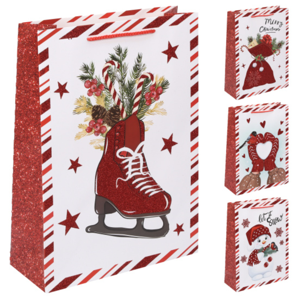 Пакет бумажный подарочный "Новый год!", 31x42x12 см, ассорти