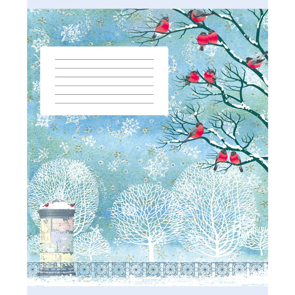 Тетрадь "Зимний пейзаж (Универсальная плашка)", А5, 24 листов, линейка, ассорти  - 3