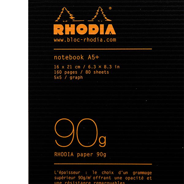Блокнот "Rhodia", A5+, 80 листов, клетка, черный