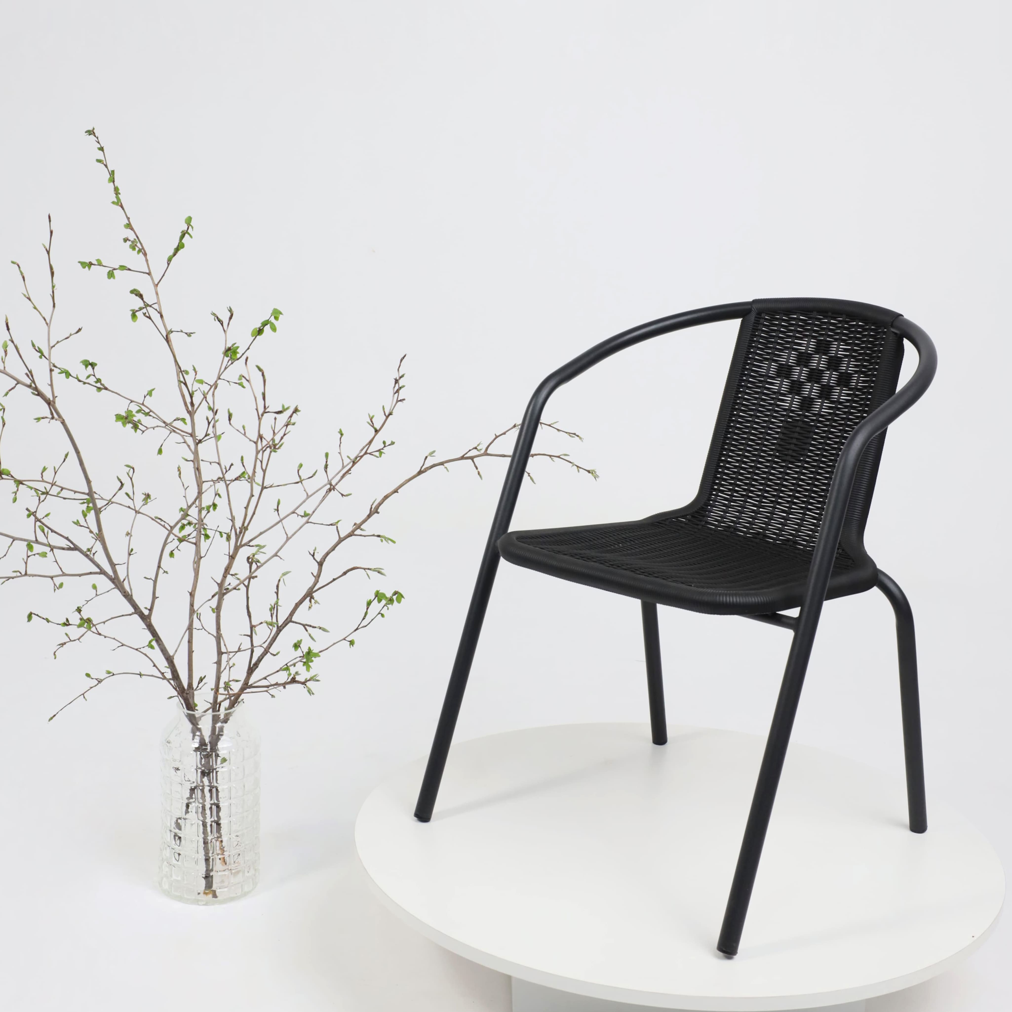 Кресло садовое AksHome RVERONA, PP, черный, сталь-черная - 5