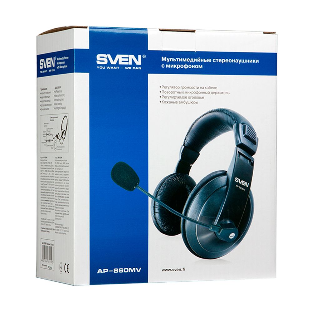 Наушники с микрофоном "Sven AP-860MV Black"