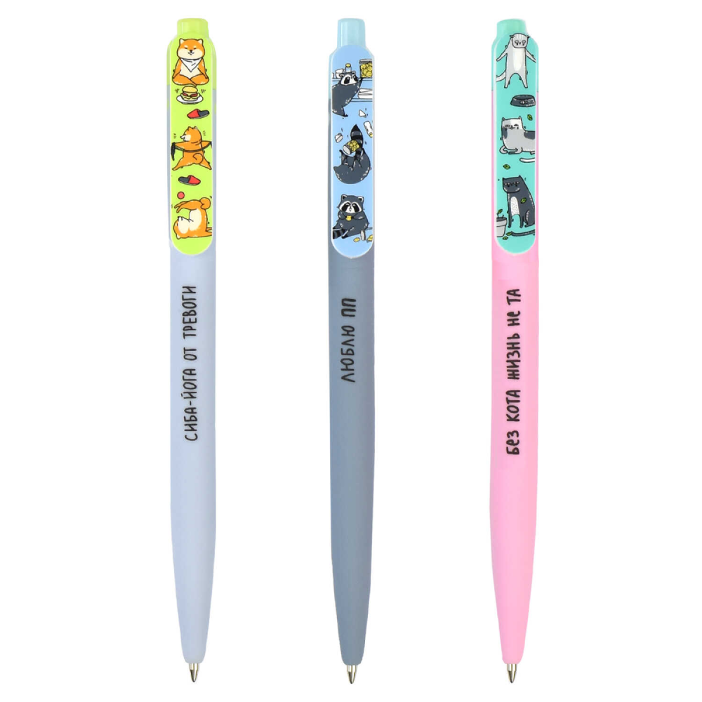 Ручка шариковая автоматическая "Жизнь животных", 0.7 мм, стерж. синий, ассорти