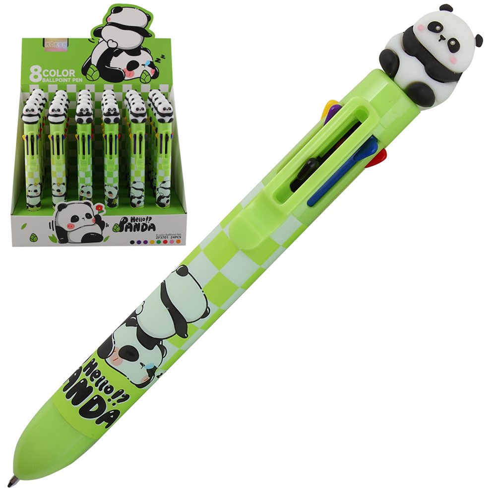 Ручка шариковая автоматическая "Panda", 0.7 мм, зеленый, стерж. 8 цветов