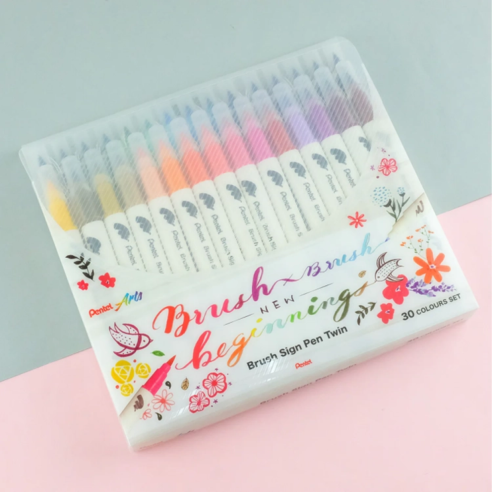 Маркер-кисть "Brush Sign pen twin", 30 шт